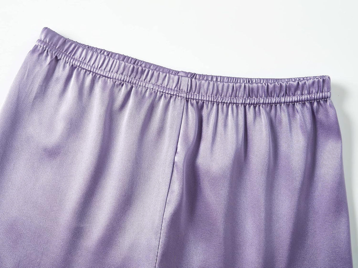 Topgal Girls Satin Pajamas, Short Sleeve Shorts Button Up, Size 6-16