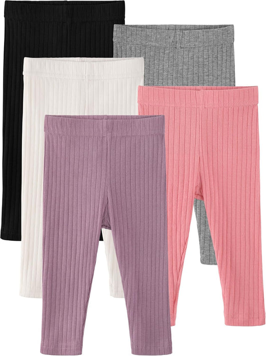 5 Pack Baby Girl Pants Infant Toddler Girl Leggings Ribbed Cotton Pants