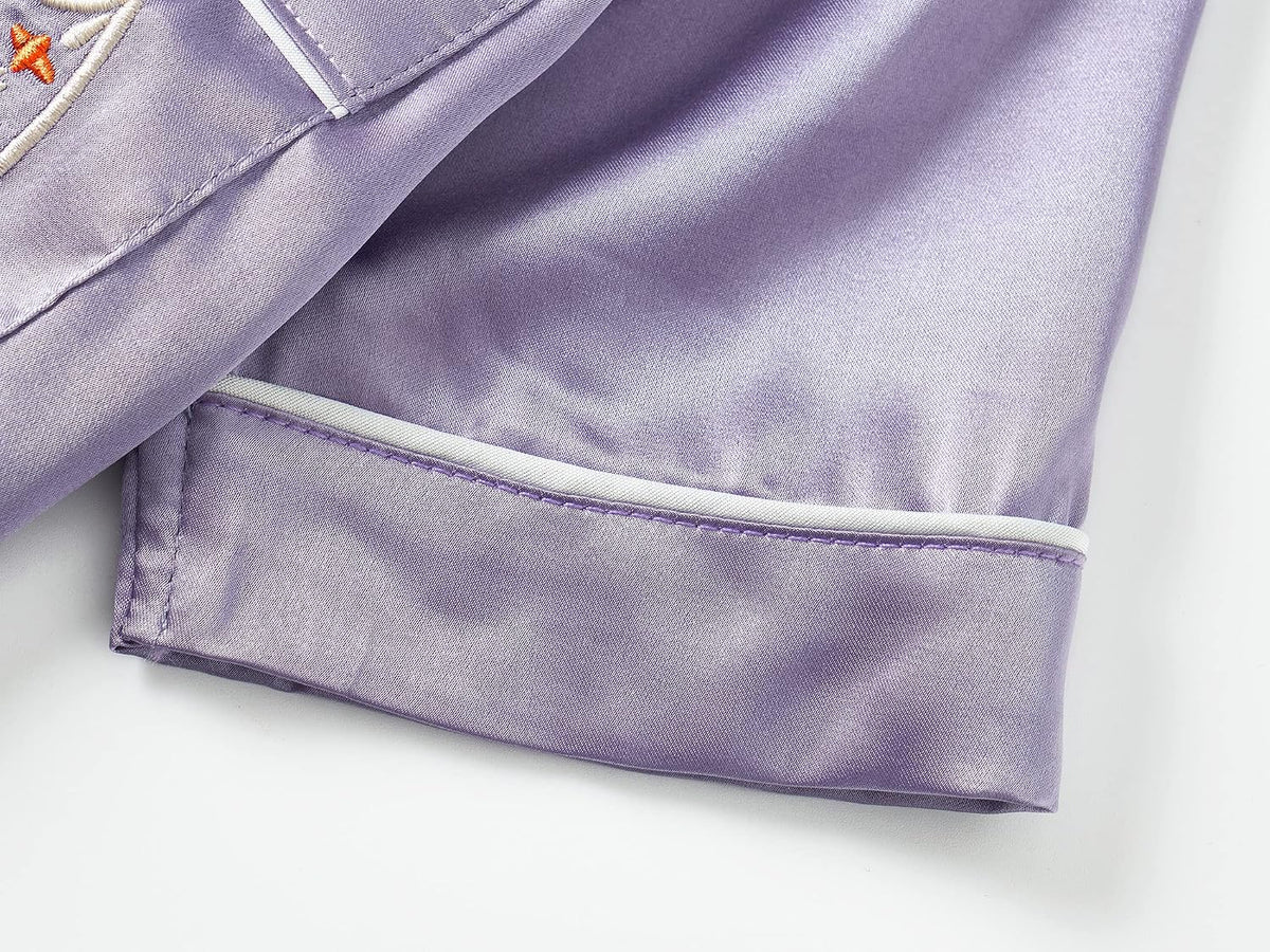 Topgal Girls Satin Pajamas, Short Sleeve Shorts Button Up, Size 6-16