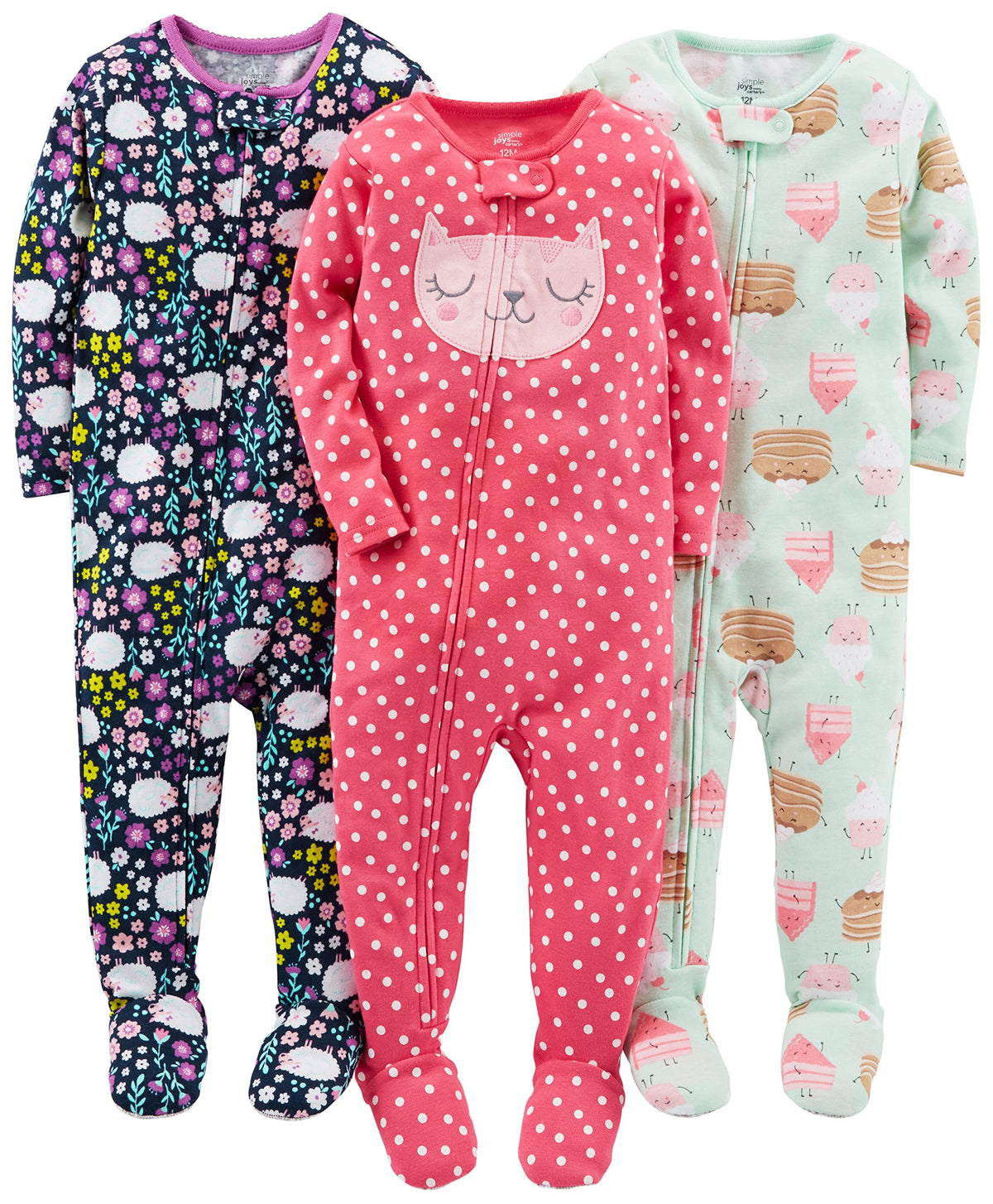 Simple Joys by Carter's Girls 3-pack Snug Fit Footed Cotton Pajamas