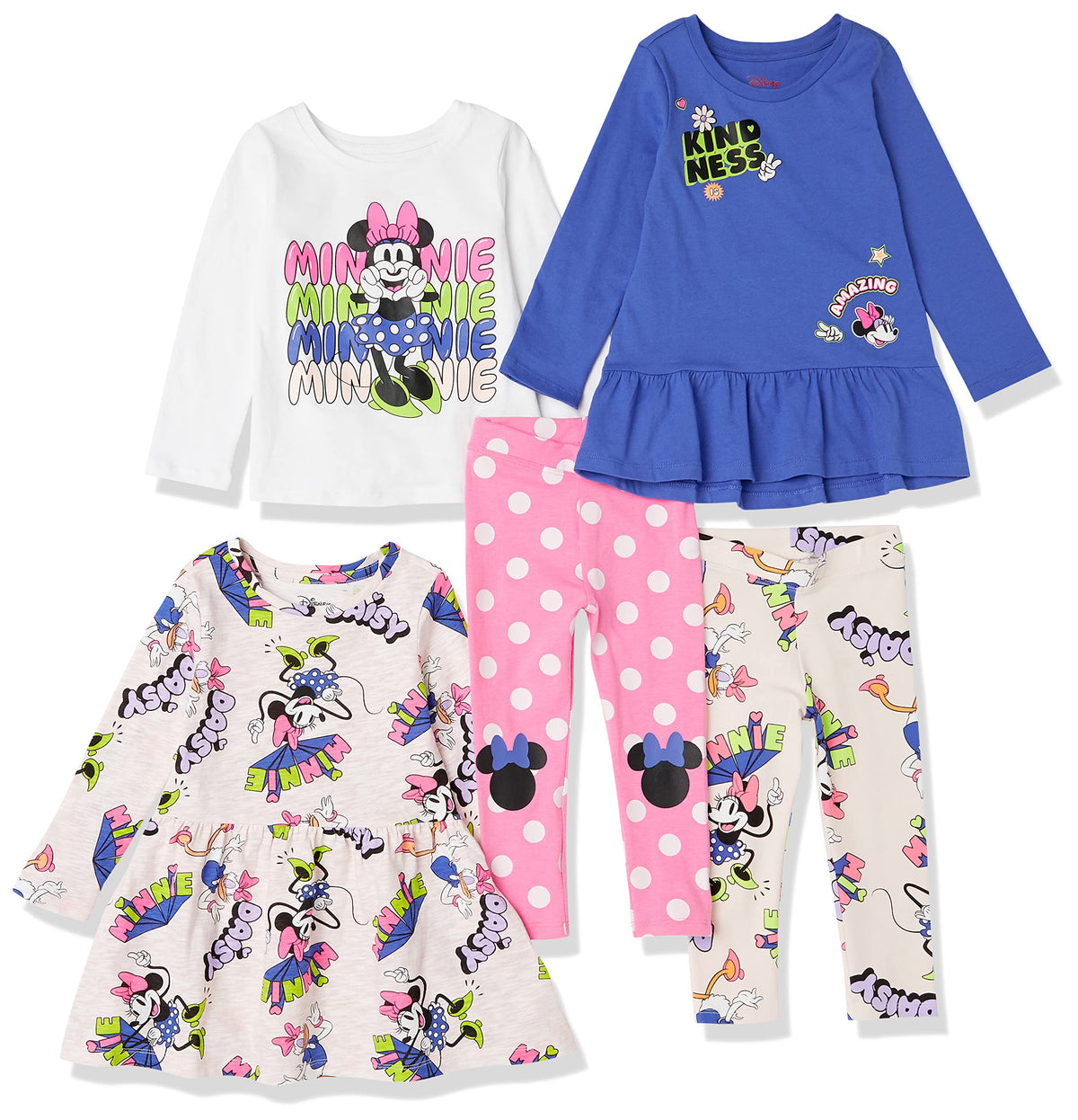 Amazon Essentials Disney | Marvel | Star Wars | Frozen | Princess Girls and Toddlers' Mix-and-Match Cotton Set, Pack of 5