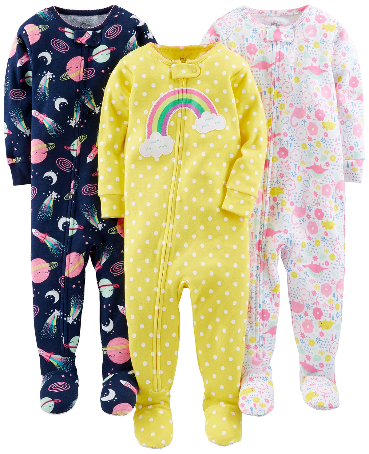 Simple Joys by Carter's Girls 3-pack Snug Fit Footed Cotton Pajamas