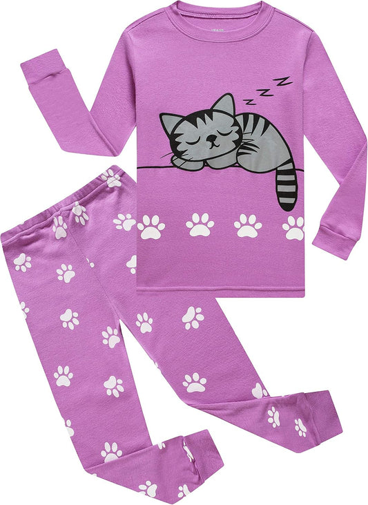 KikizYe Girls Pajamas Set Kids Long Sleeve PJs Cotton Jammies