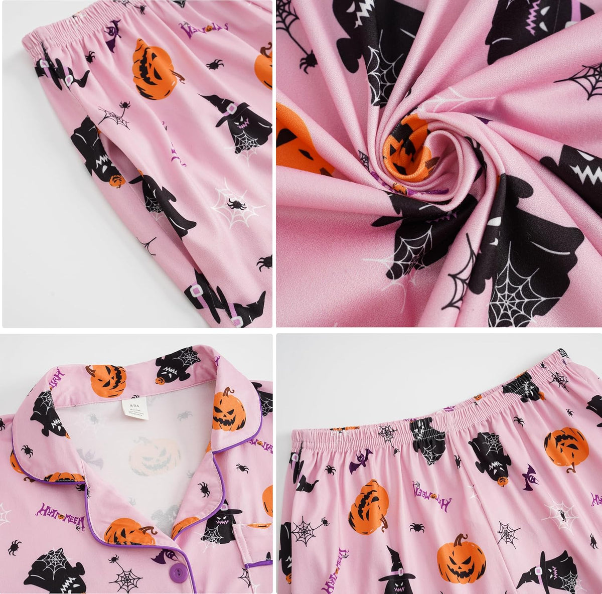 Hupohoi Big Girls Button Down Pajama Sets 2pcs Summer Cute Print Sleepwear