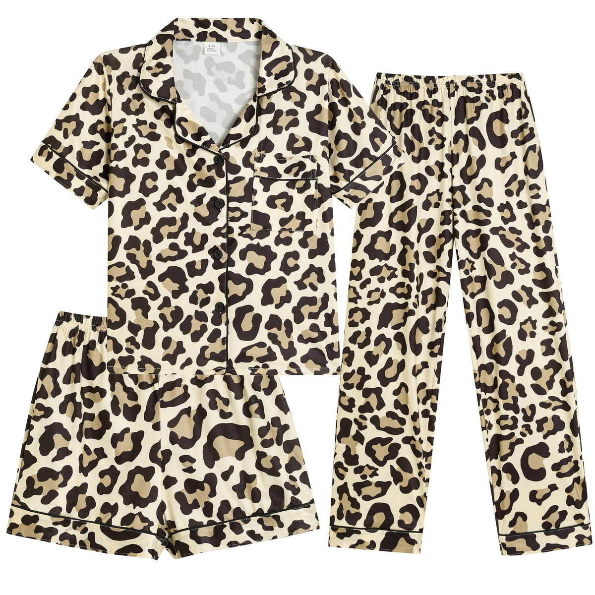 Hupohoi Girls Pajamas 3 Piece Button Down Sleepwear Outfit with Pockets PJS