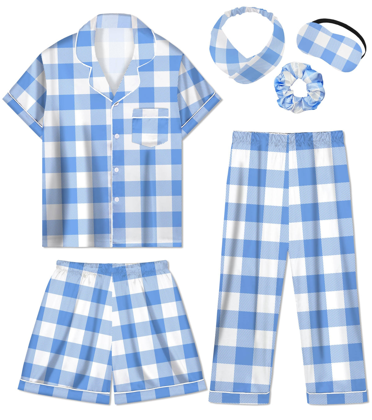Silk Pajamas for Girls Satin Pajama Kids 3Pcs Short Sleeve Pjs Set