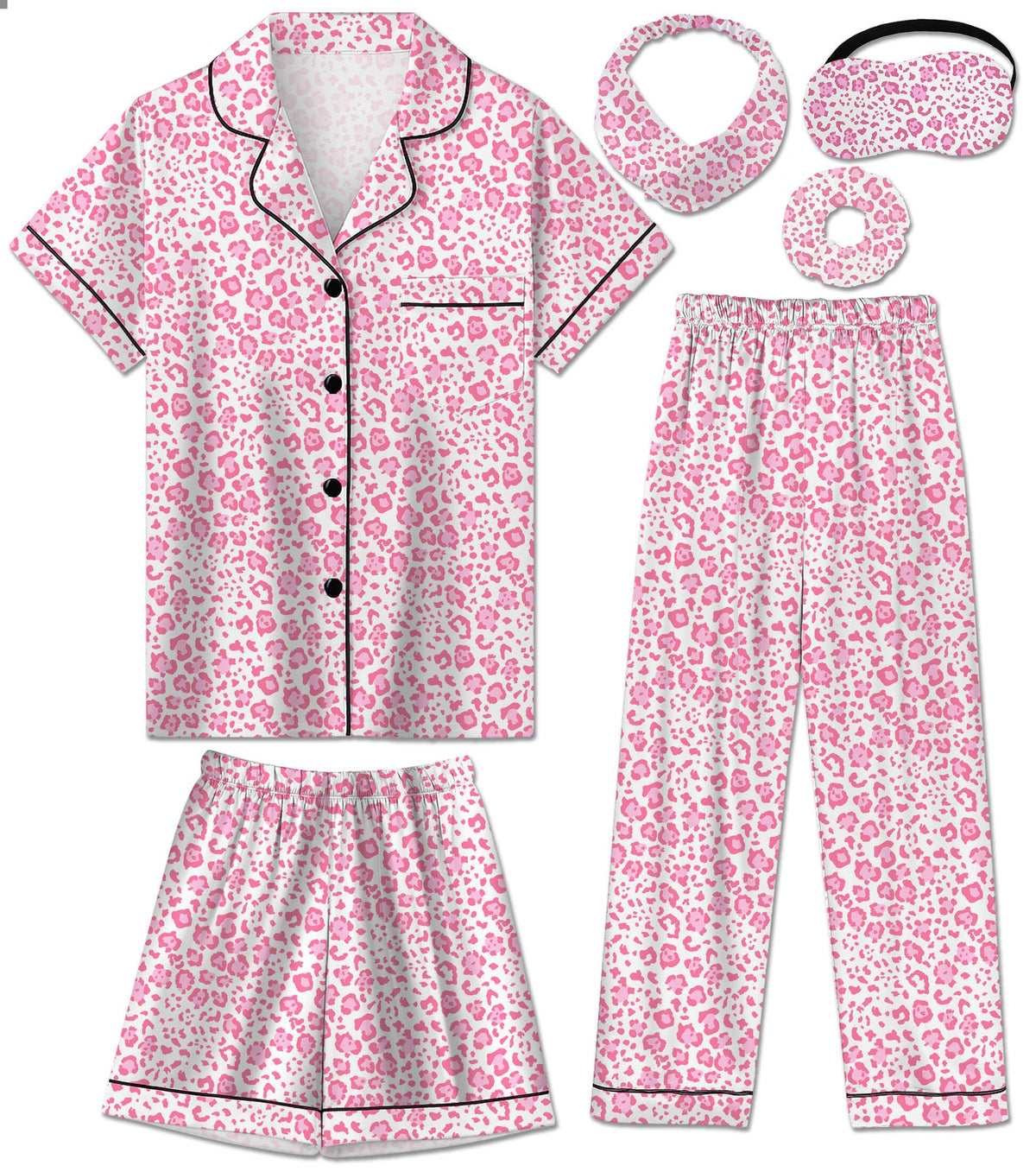 Silk Pajamas for Girls Satin Pajama Kids 3Pcs Short Sleeve Pjs Set