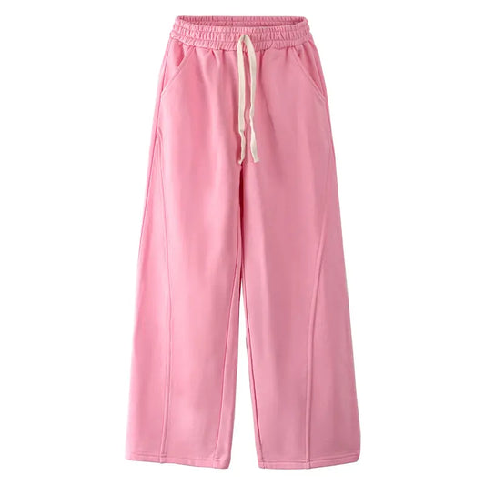 Rolanko Girls Wide Leg Sweatpants Straight Pants for Kids Girls Trousers with Pockets Sweats School Casual