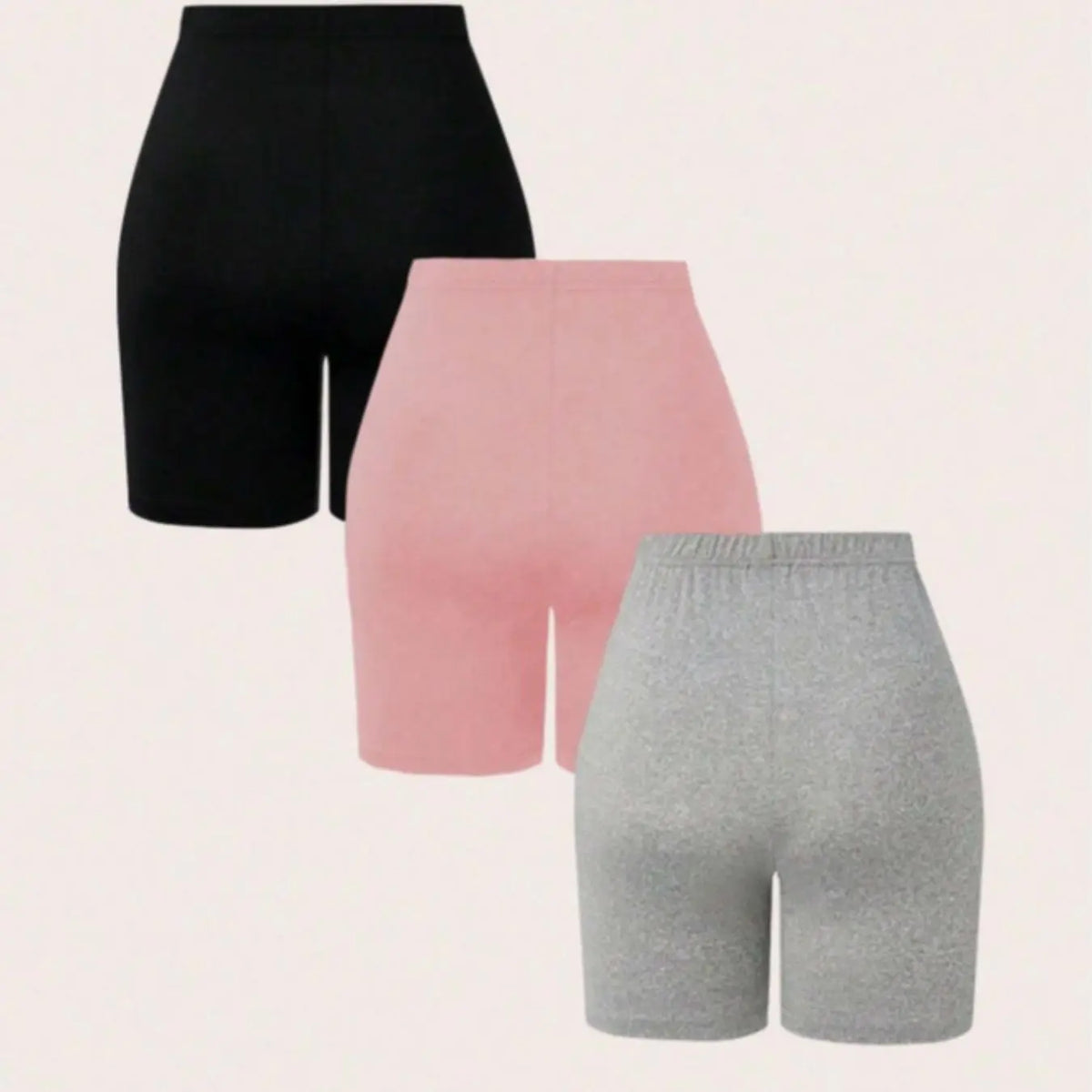 Women's Solid Color Ribbed Skinny Shorts, Casual Comfy Breathable Seamless Leggings for Daily Wear, Ladies Bottoms for Summer